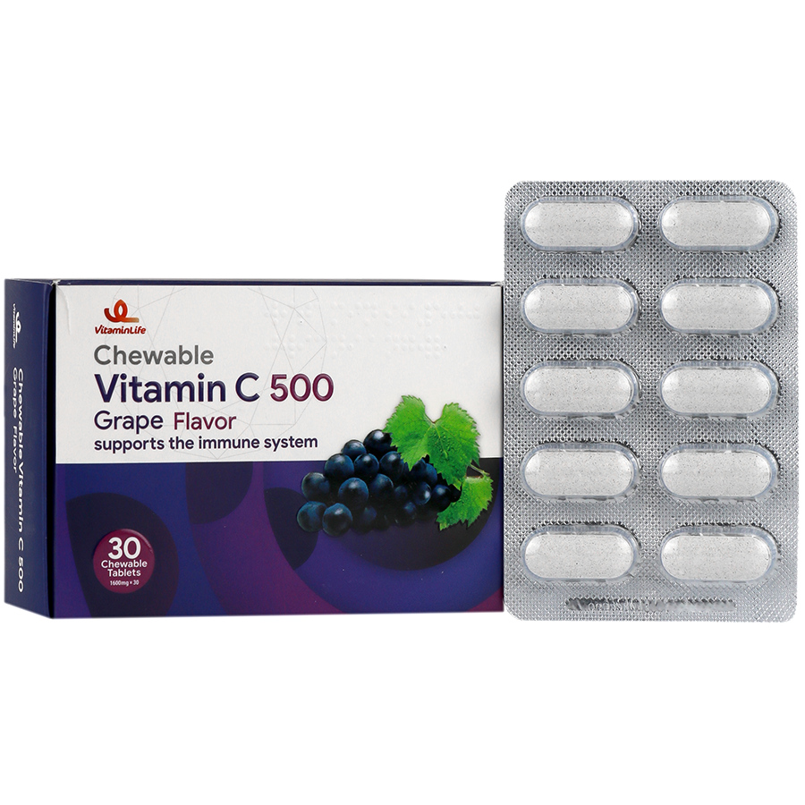 قرص جویدنی ویتامینC 500 میل ویتامین لایف
