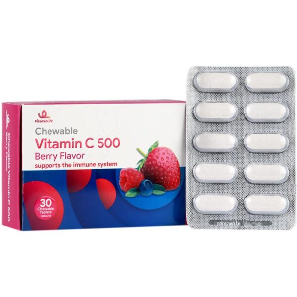 قرص جویدنی ویتامینC 500 میل ویتامین لایف